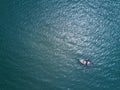 Fishing boat in The Sea. Bird eye view from drone Royalty Free Stock Photo